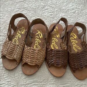 Rebels Tan and Brown Huarache Sandals with Woven Leather Design (2 pair lot) sz9